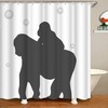 Chimpanzee Parent-Child Shower Curtain, Cute Animal Silhouette for Kids Bathroom