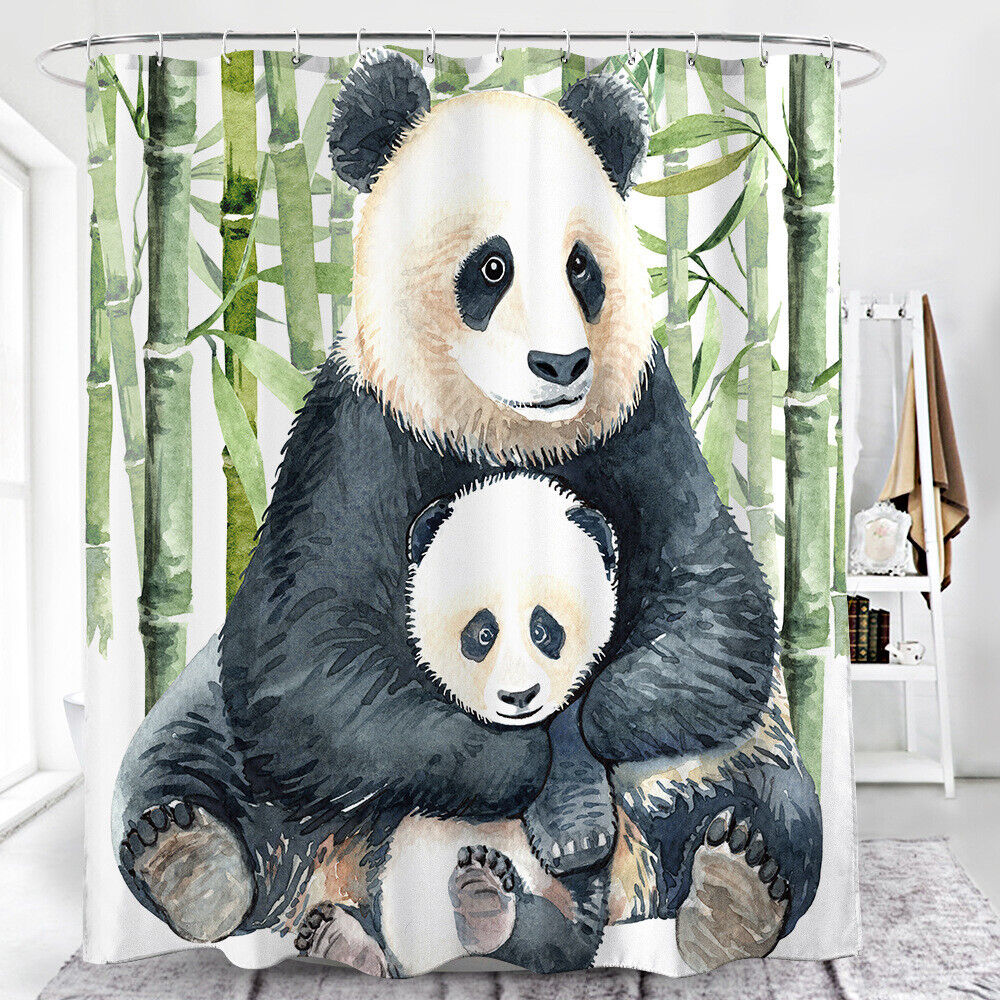 China Panda Baby Bear Waterproof Shower Curtain For Cute Bathroom Decor