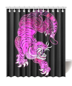 Chinese Art-inspired Tiger Shower Curtain - Powerful and Elegant Design - Waterproof Home Decor