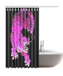 Chinese Art-inspired Tiger Shower Curtain - Powerful and Elegant Design - Waterproof Home Decor