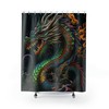 Chinese Dragon Black Green Fire Breathing Men Goth Shower Curtain 