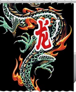 Chinese Dragon Shower Curtain In Classic Western Style Design For Bathroom Decor
