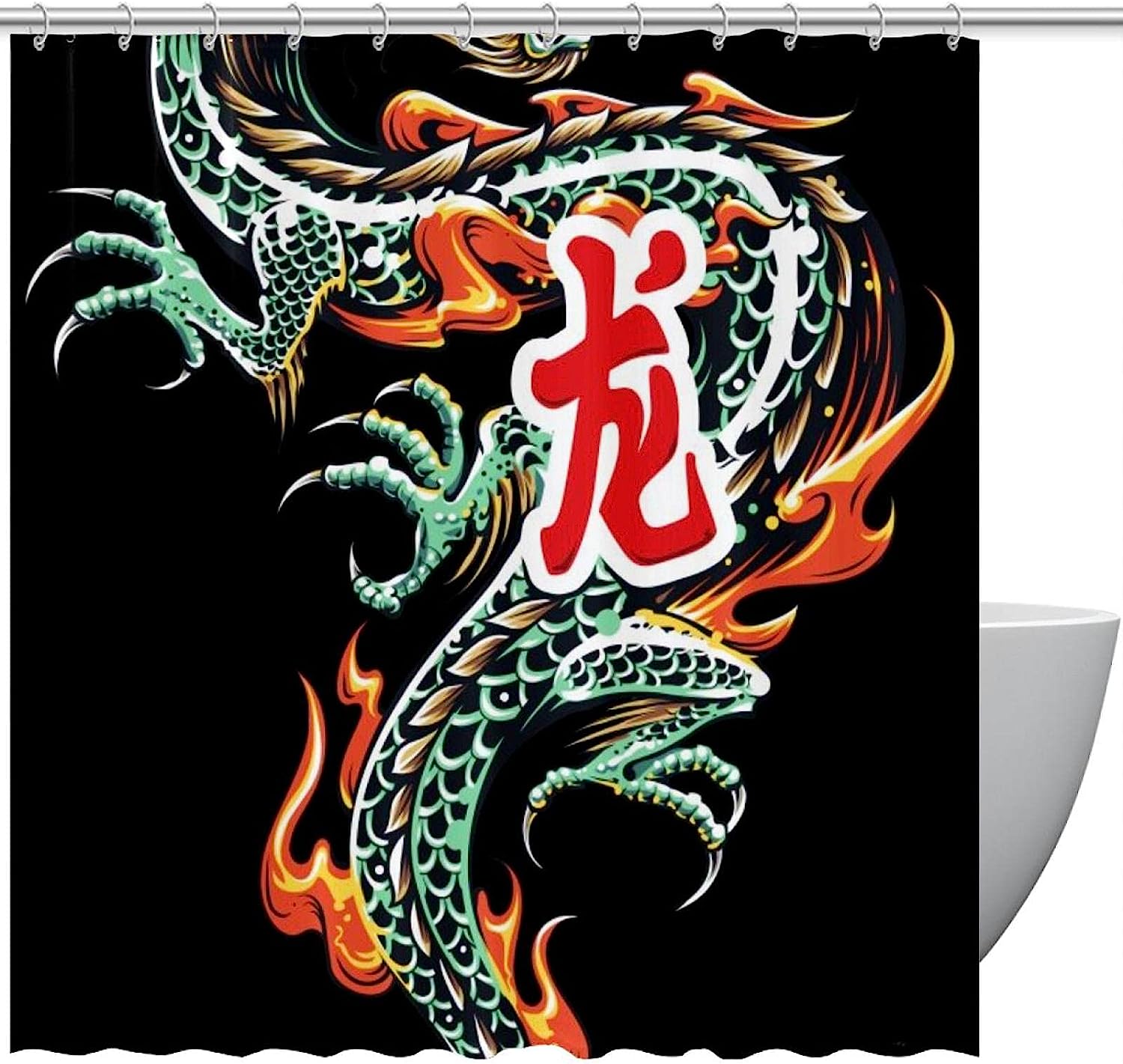 Chinese Dragon Shower Curtain In Classic Western Style Design For Bathroom Decor