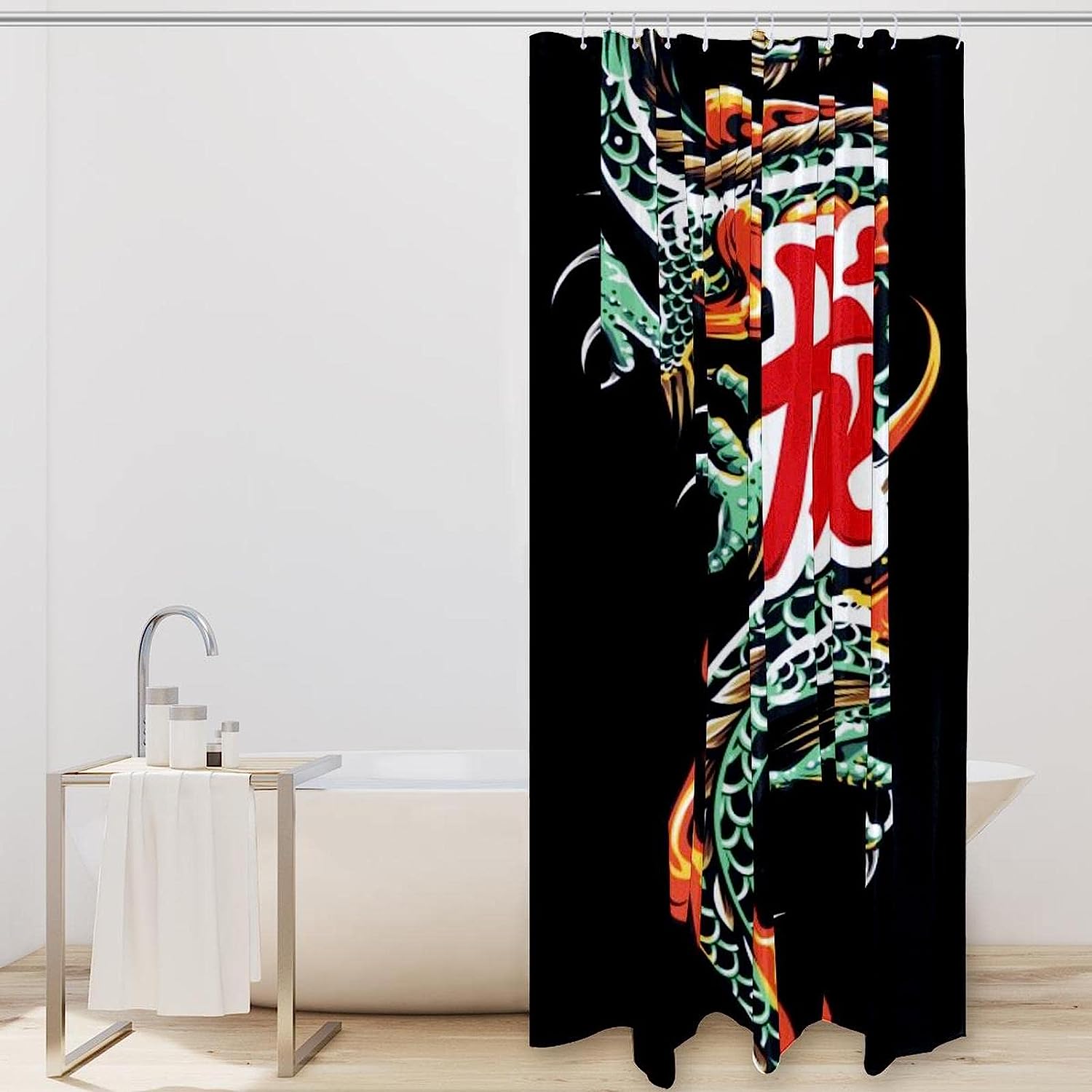 Chinese Dragon Shower Curtain In Classic Western Style Design For Bathroom Decor - Image 2
