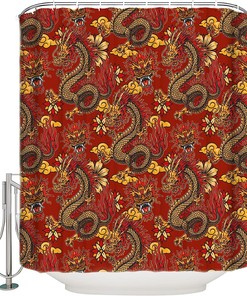 Chinese Dragon Texture Shower Curtain For A Festive Bathroom Decoration
