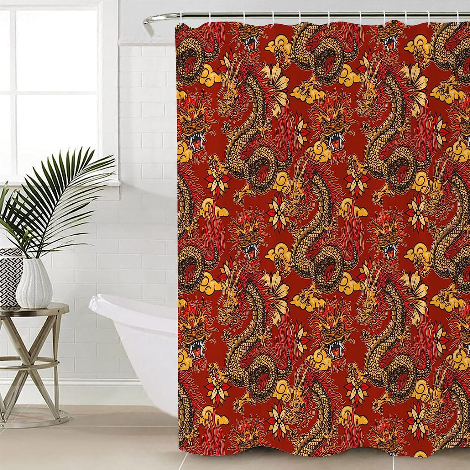 Chinese Dragon Texture Shower Curtain For A Festive Bathroom Decoration - Image 4