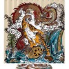 Chinese Dragon Tiger Waterproof Fabric Shower Curtain For Fancy Bathroom Decor