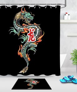 Chinese Dragon Vintage Shower Curtain For Oriental Bathroom Theme