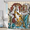 Chinese Dragon and Tiger Shower Curtain, Asian Landscape Bathroom Decor 