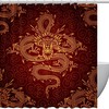 Chinese Gold Dragon Red Classic Shower Curtain With Traditional Chinese Art Design