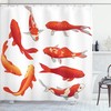 Chinese Koi Fish Shower Curtain | Fortune & Power Tranquility Image | Cloth Fabric Bathroom Decor (Orange White)
