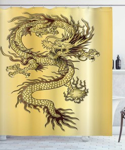 Chinese Snake Dragon Fantasy Shower Curtain - Eastern Oriental Abstract Art Graphic, Cloth Fabric Bathroom Decorative