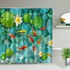 Chinese Style Koi Fish Shower Curtain - Elegant Asian Bathroom Decor 