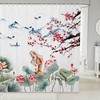 Chinese Watercolor Ink Cherry Blossoms Japanese Ukiyo E Koi Fish Shower Curtain for Bathroom Decor