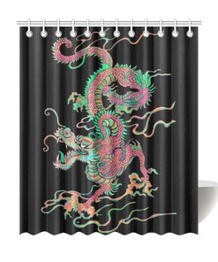 Chinese Zodiac Chinese Flying Dragon Waterproof Shower Curtain for Bathroom Decor