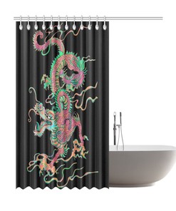 Chinese Zodiac Chinese Flying Dragon Waterproof Shower Curtain for Bathroom Decor