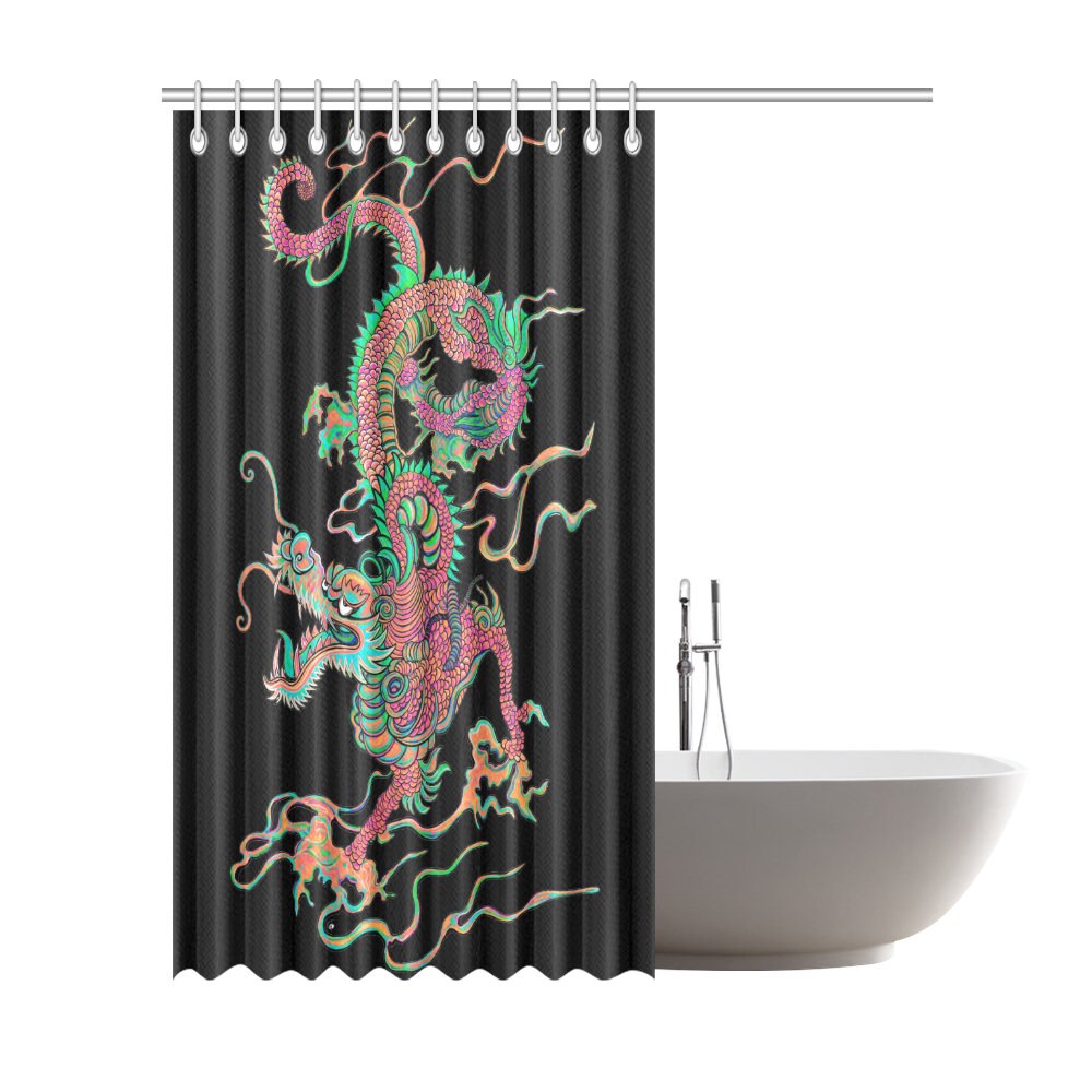 Chinese Zodiac Chinese Flying Dragon Waterproof Shower Curtain for Bathroom Decor