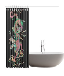 Chinese Zodiac Chinese Flying Dragon Waterproof Shower Curtain for Bathroom Decor