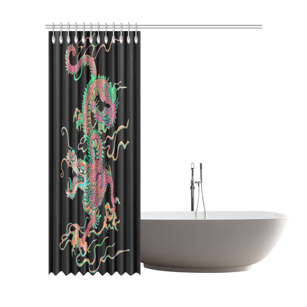 Chinese Zodiac Chinese Flying Dragon Waterproof Shower Curtain for Bathroom Decor