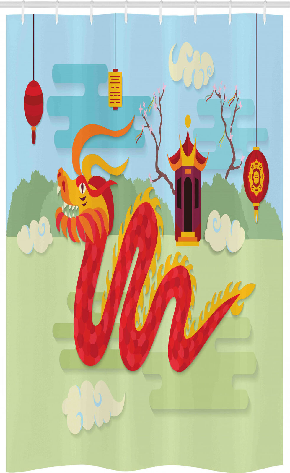 Chinese Zodiac Signs Dragon Shower Curtain Stall