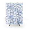 Chinoiserie Monkey Jungle Shower Curtain With Blue And White Boho Pattern For A Cool And Elegant Look
