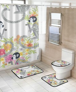 Chinoiserie Style Monkey with Flowers Print Shower Curtain for a Stylish Bathroom