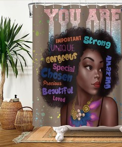 Chloroplastid Afro African American Shower Curtain