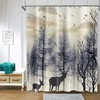 Chloroplastid Deer Shower Curtain Rustic With Forest Deer Silhouette And Hunting Country Cabin Moose Design
