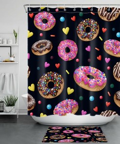 Chocolate Donut Shower Curtain - Sweet Bathroom Decor