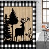 Christmas Animal Moose Elk Xmas Tree Shower Curtain for Cute Rustic Bathroom Decor
