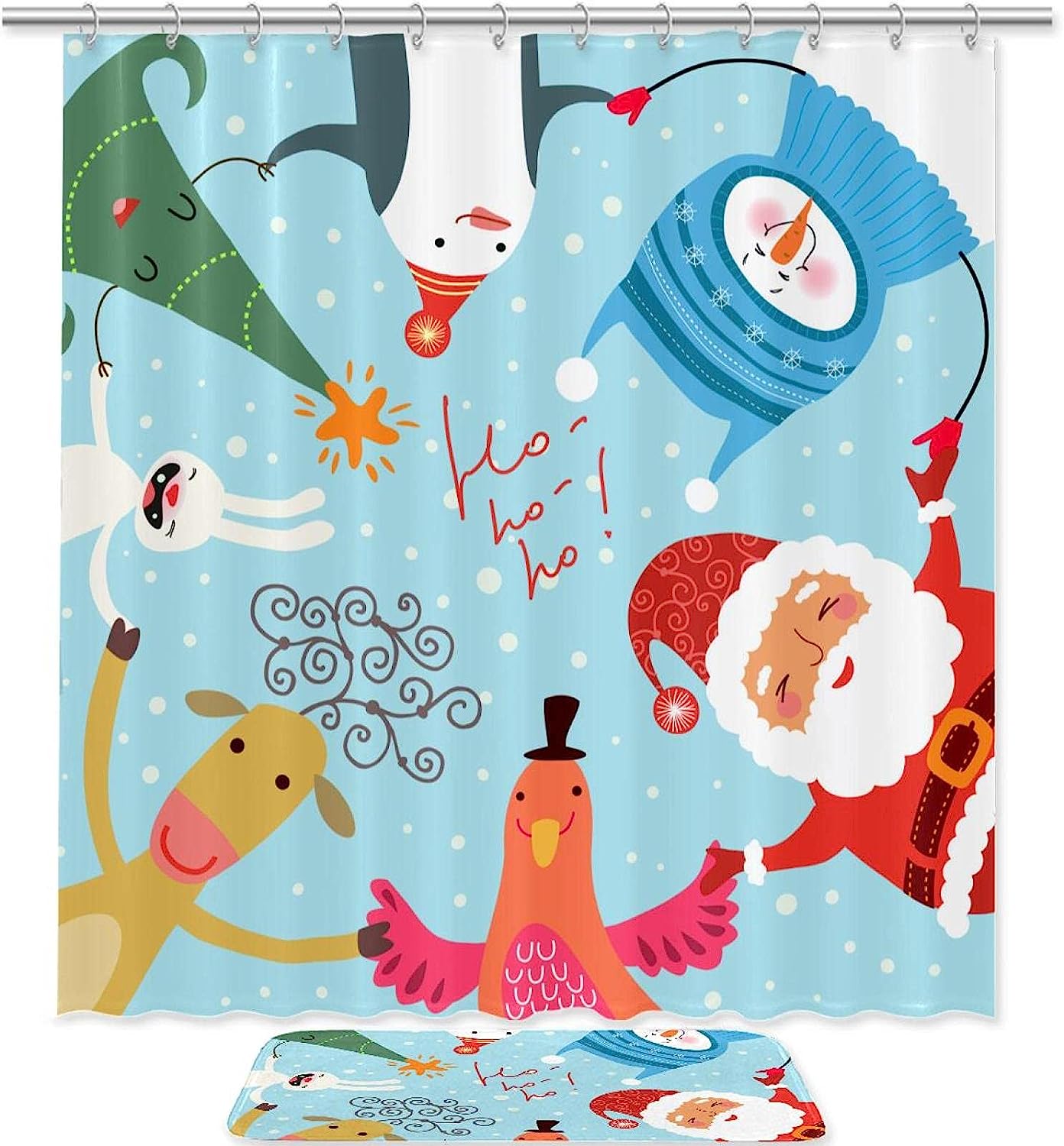 Christmas Animals With Waterproof Shower Curtain - Funny Humor For Holiday Bathroom Decor