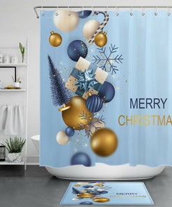 Christmas Ball Snowflake Gift Shower Curtain - Festive Bathroom Decor