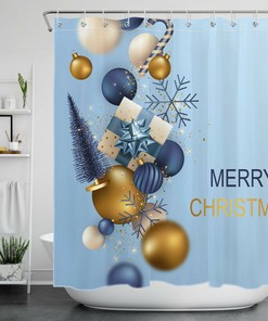 Christmas Ball Snowflake Gift Shower Curtain - Festive Bathroom Decor