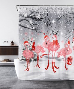 Christmas Ball Snowflake Red Gnome Winter Shower Curtain