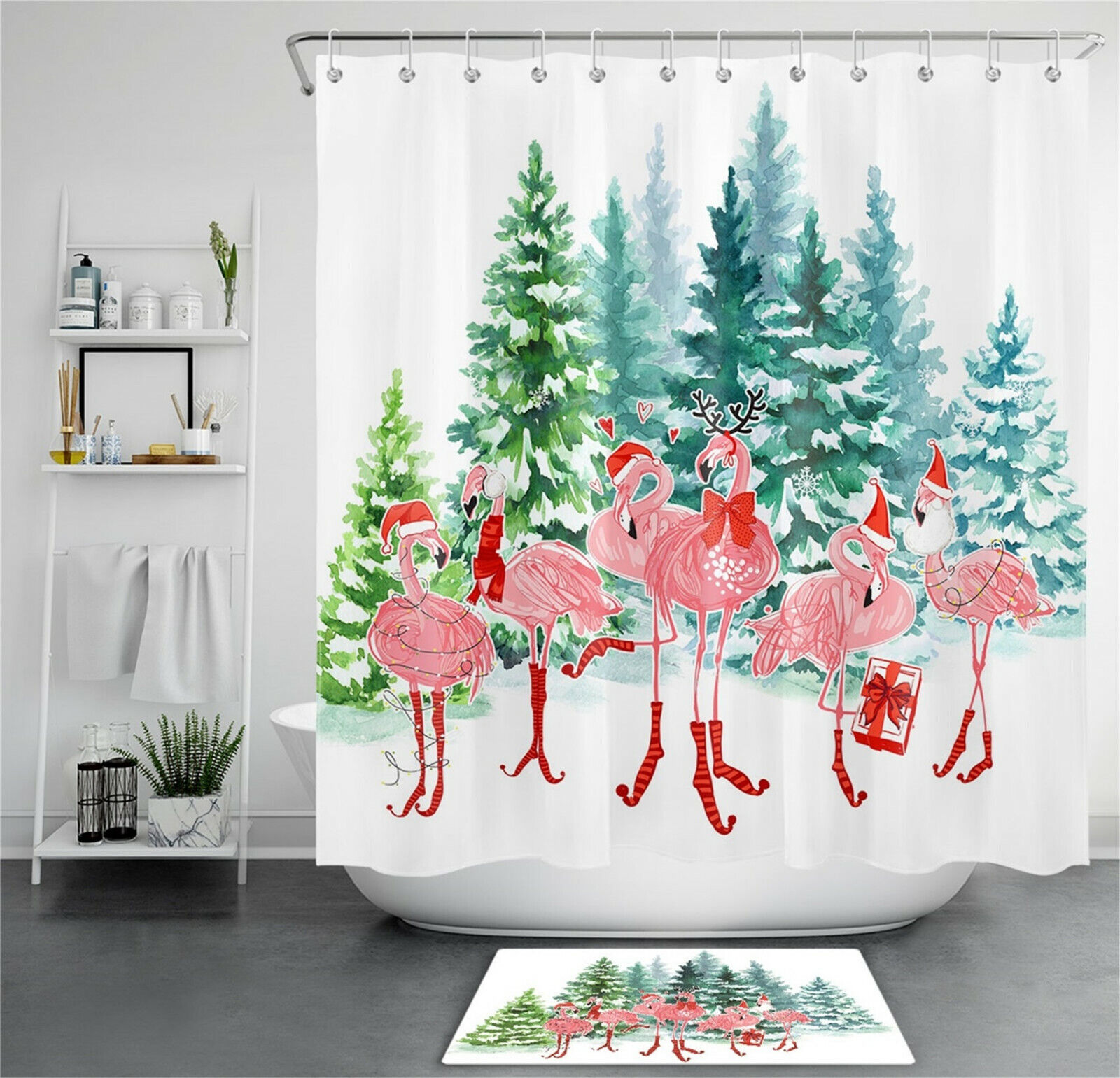 Christmas Ball Snowflake Winter Snow Scene Shower Curtain