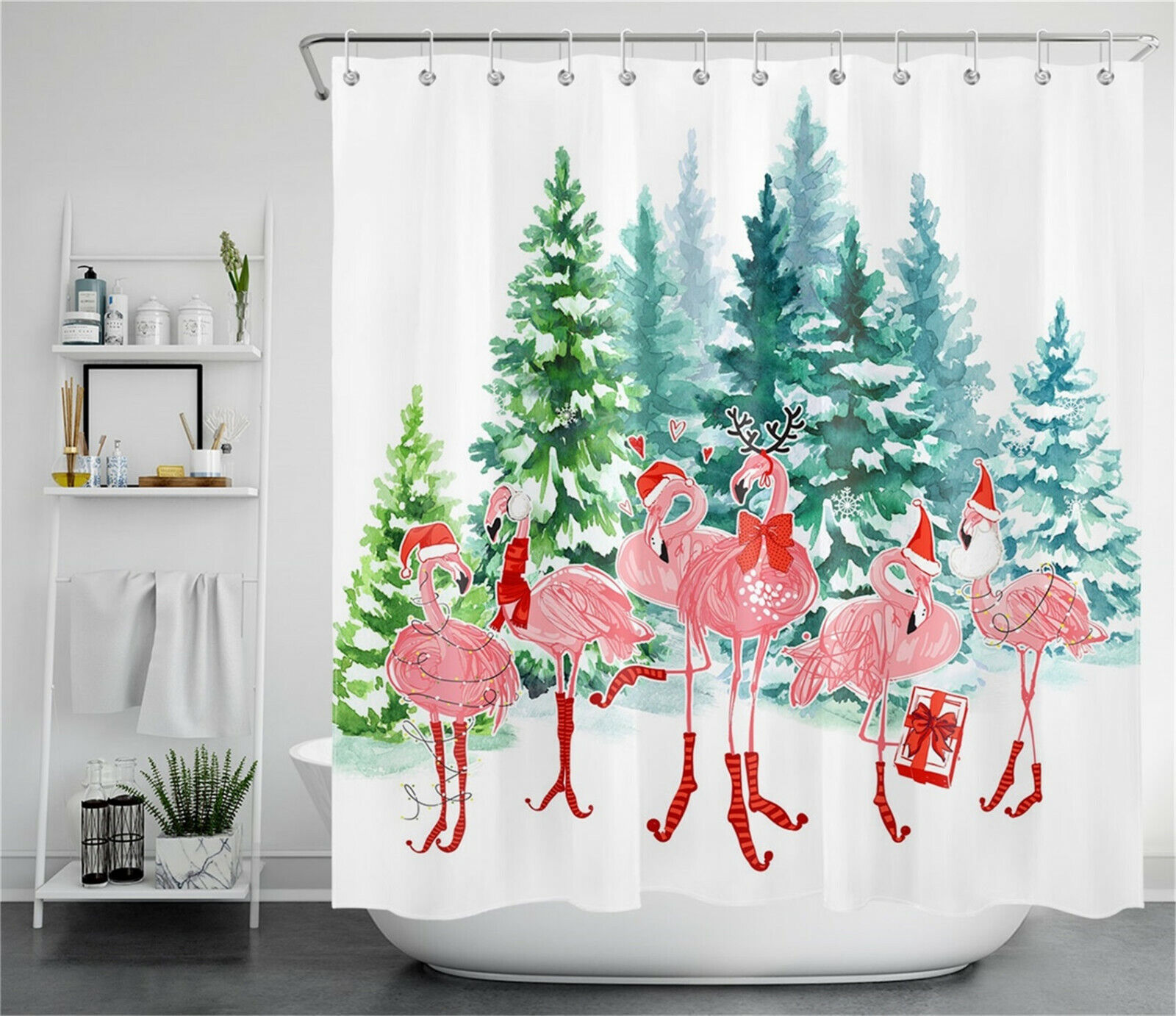 Christmas Ball Snowflake Winter Snow Scene Shower Curtain