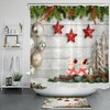 Christmas Ball and Fir Branches Shower Curtain with Snowman for a Festive Bathroom Decor