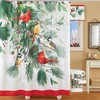 Christmas Berry Branch Cardinal And Chickadee Fabric Shower Curtain
