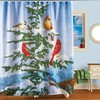 Christmas Birds And Pine Tree Shower Curtain With Winter Cardinals Print