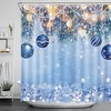 Christmas Blue Balls Xmas Tree Branches Small Lights Background Shower Curtain Set With Colorful Shower Curtain Designs