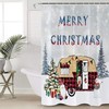 Christmas Camper Dwarf Xmas Tree Snowman Shower Curtain, Fun Bathroom Decor