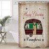 Christmas Camper with Dog Xmas Tree Shower Curtain, Retro Bathroom Decor