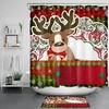 Christmas Cartoon Elk Pattern Waterproof Fabric Shower Curtain