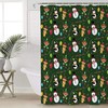 Christmas Cartoon Elk Snowman Penguin Ballon Shower Curtain, Fun Bathroom Decor
