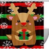 Christmas Cartoon Reindeer Snowflakes Decorative Shower Curtain for Bathroom