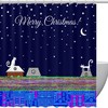 Christmas Cats Houses Stars Moon Shower Curtain - Festive Bathroom Decor