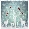 Christmas Deer Forest Moose Cardinal And Xmas Snowflake Winter Shower Curtain With Unique Shower Curtains