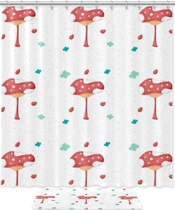 Christmas Deer Red Background Bathroom Set With Waterproof Fabric Shower Curtain