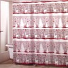 Christmas Deer Shower Curtain - Avantis Cottage Red Silver Gray