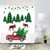 Christmas Deer with Red Truck Print Shower Curtain for Bathroom Decor